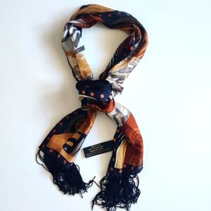 Laurel Burch Authentic Designs Silk Scarf, horse Theme  pattern, NWOT